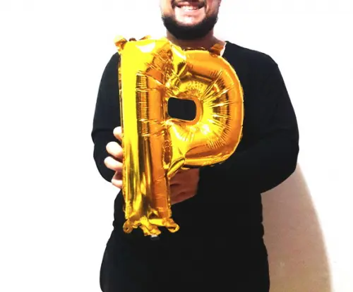 Balão Metalizado Letra P Dourado Pronta Entrega 45cm