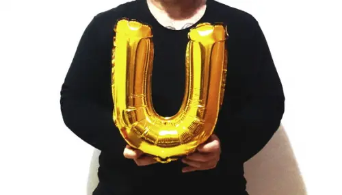 Balão Metalizado Letra U Dourado Pronta Entrega 45cm