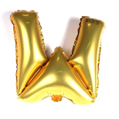 Balão Metalizado Letra W Dourado Pronta Entrega 45cm