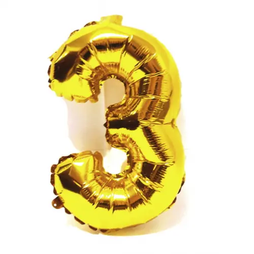 Balão Metalizado Número 3 Dourado Pronta Entrega 45cm