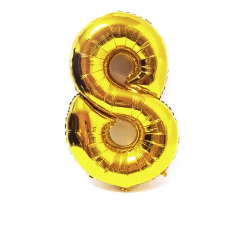 Balão Metalizado Número 8 Dourado Pronta Entrega 45cm