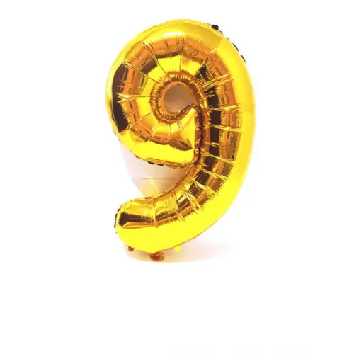 Balão Metalizado Número 9 Dourado Pronta Entrega 45cm