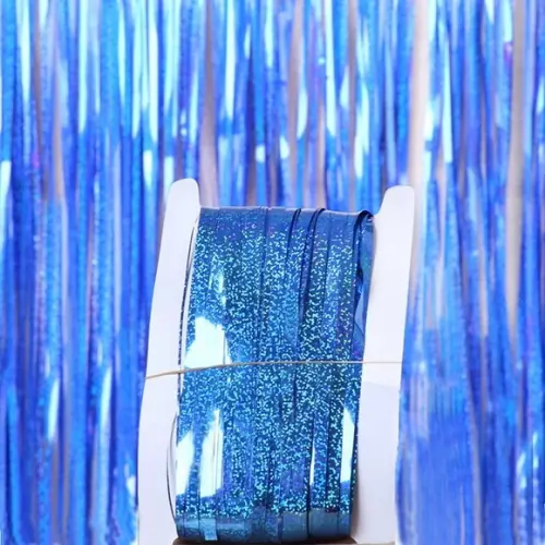 Cortina de Festa Decoração de Festa Metalizada 2x1 m Azul