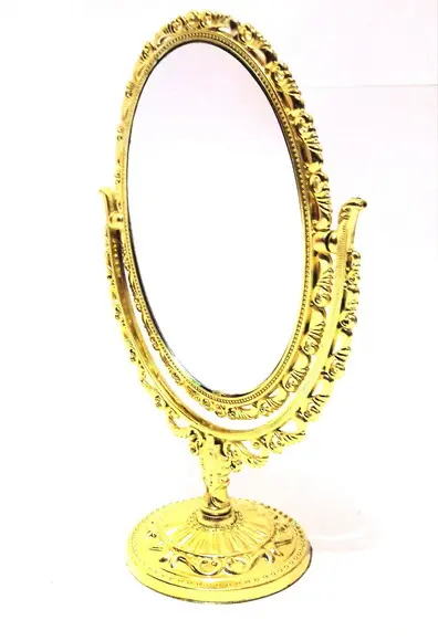 Espelho de Mesa Dupla Face Maquiagem Dourado