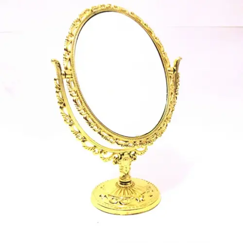 Espelho de Mesa Dupla Face Maquiagem Dourado