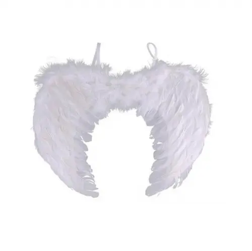 Fantasia de Anjo Plumas c/ Elástico Carnaval 55x40cm Branca