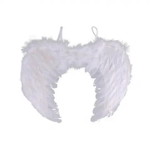 Fantasia de Anjo Plumas c/ Elástico Carnaval 55x40cm Branca
