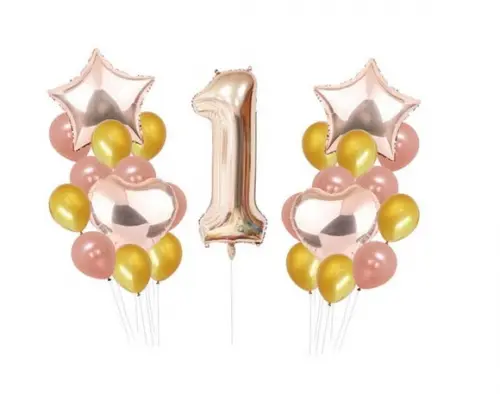 Kit 1 Ano Decoração Mesversário Rose Gold- FRETE GRÁTIS