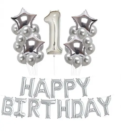 Kit 1 Ano Decoração MESVERSÁRIO Prata FRETE GRÁTIS
