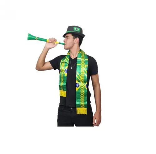 Kit 10 Corneta Apito Vuvuzela Brasil Jogos Eventos Seleção