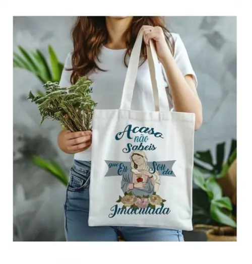 Kit 10 Ecobag Bolsa Sacola Personalizada Poliester 35x35cm