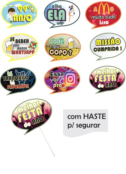 Kit 10 Plaquinhas Divertidas Festas Aniversários Casamentos
