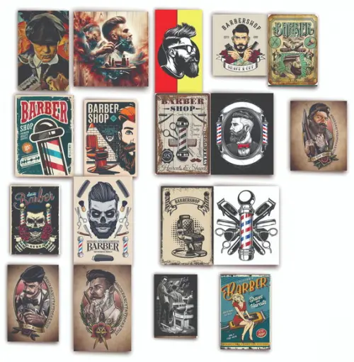 Kit 10 Quadros Barbearia Barbeiro Bar Quadro de Parede