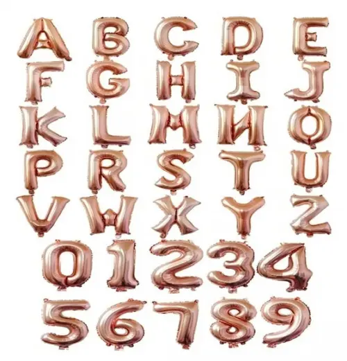 Kit 100 Balão Metalizado Revenda 40cm Rose Letras Números