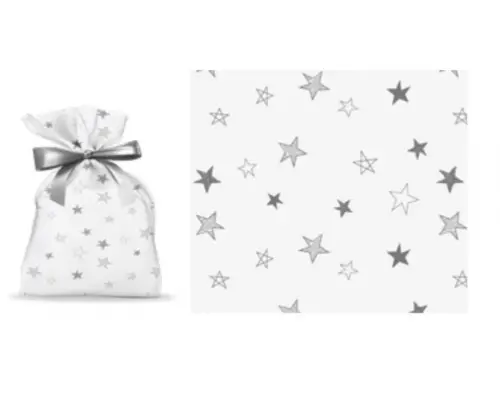 Kit 100 Saco de Presentes Embalagem Estrelas 20x30cm