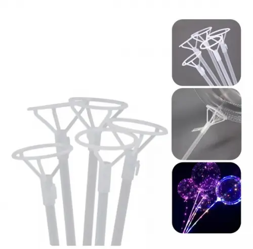 Kit 100 Vareta 50cm Pega Balão Transparente C/suporte Grossa