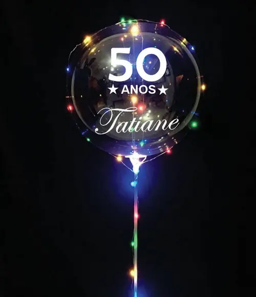 Kit 12 Balão De Led Personalizado C/ Bastão + Vareta + Pilha