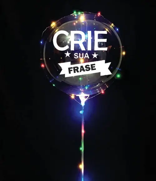 Kit 12 Balão De Led Personalizado C/ Bastão + Vareta + Pilha