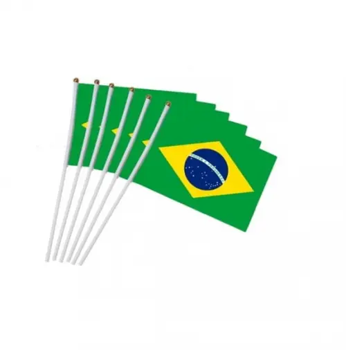 Kit 12 Bandeira Do Brasil De Mão Copa Seleção Tecido