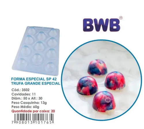 Kit 2 Formas 3 Partes Trufa Grande 60g Pascoa Bwb 3502 Sp 42