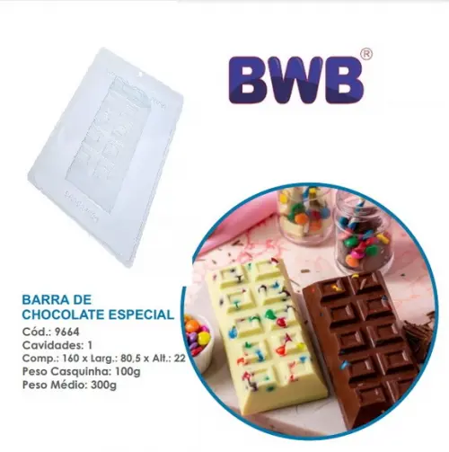Kit 2 Formas Especial Barra de Chocolate 300g Pascoa Bwb9664
