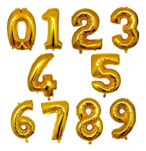 Kit 200 Balão Metalizado Revenda 40cm Dourado Letras Números