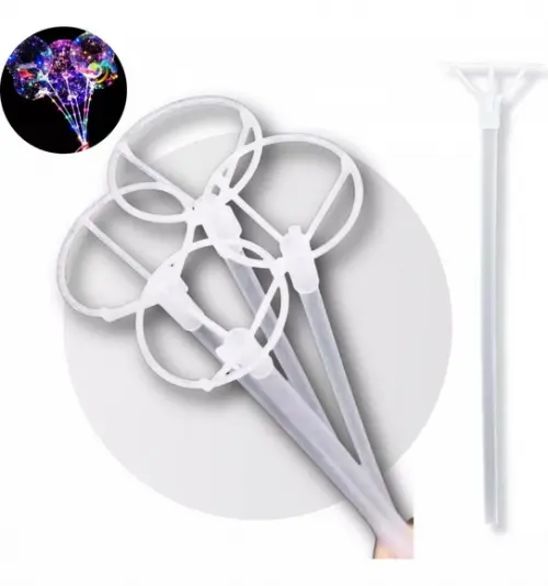 Kit 20 Vareta 50cm Pega Balão Transparente c/ Suporte Grossa