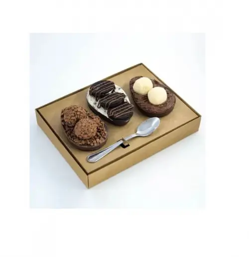 Kit 25 Caixa Ovo de Colher de Acetato c/ Colher Kraft 100g
