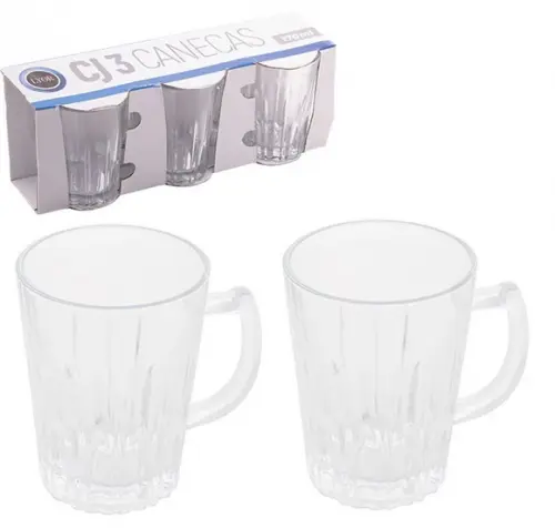 Kit 3 Canecas Xicaras de Vidro Café Chá Capuccino 170ml Lyor