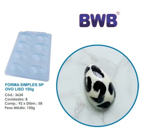 Kit 3 Formas de Ovo de Pascoa Liso 150g Simples Bwb 3624