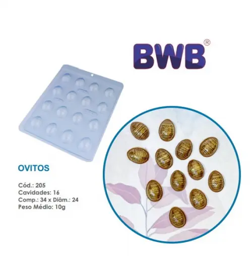 Kit 3 Formas Ovitos Simples Ovos de Pascoa Chocolate Bwb 205