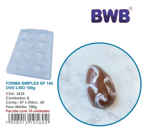Kit 3 Formas Ovo de Páscoa 100g Simples Bwb 3625 Sp 140