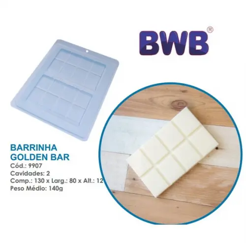 Kit 3 Formas Simples Barrinha Golden Bar Pascoa Bwb 9907