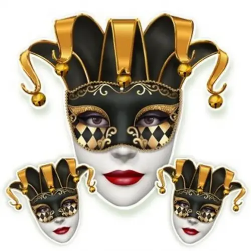 Kit 3 Pçs Painel Decoração Carnaval Arlequina Preta/dourada