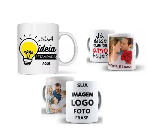 Kit 4 Caneca Personalizada Fotos Logos Frases Plástico 325ml