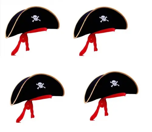 Kit 4 Chapéu Pirata Luxo Fantasia Adulto Infantil Halowen
