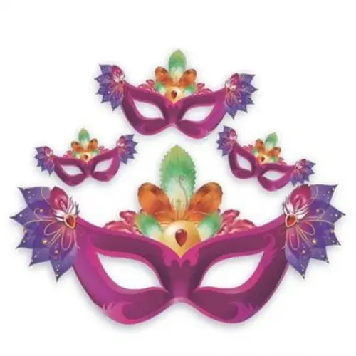 Kit 4 Mascaras Decoração Enfeite Painel Parede Carnaval