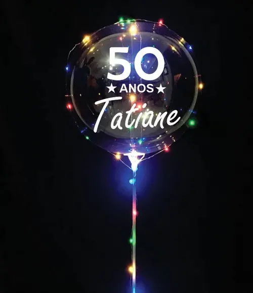 KIT 5 Balão de Led PERSONALIZADO c/ Bastão + Vareta + Pilhas