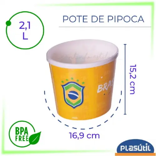 Kit 5 Balde Pipoca Brasil Brasil Seleção Copa