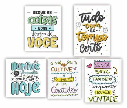 Kit 5 Quadros 15x20cm Decorativos para Casa Quarto Decoração