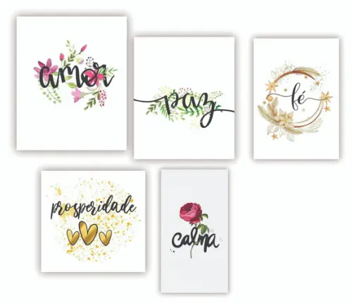 Kit 5 Quadros 15x20cm Decorativos para Casa Quarto Decoração