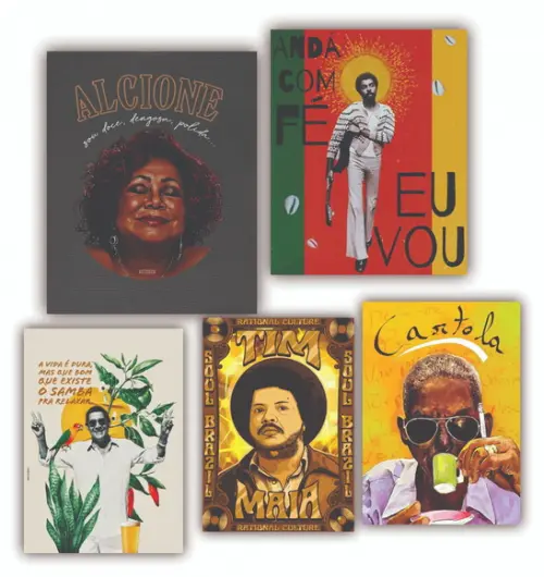 Kit 5 Quadros 15x20cm Mpb Rock Nacional Musica Bar Quadro