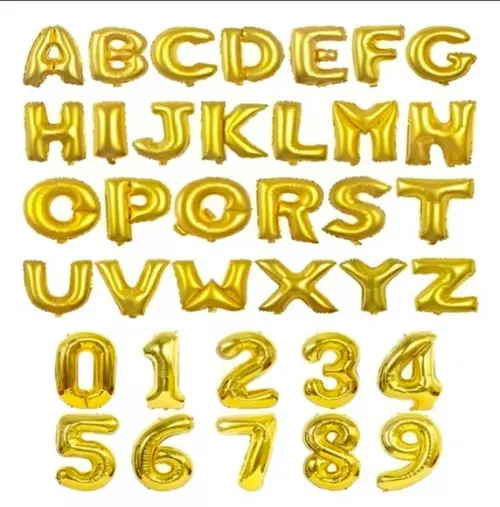 Kit 50 Balão Metalizado Revenda 40cm Dourado Letras Números