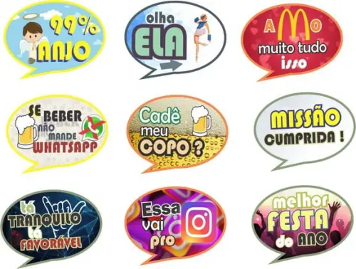 KIT 50 Plaquinhas Divertidas Festas Aniversários Casamentos