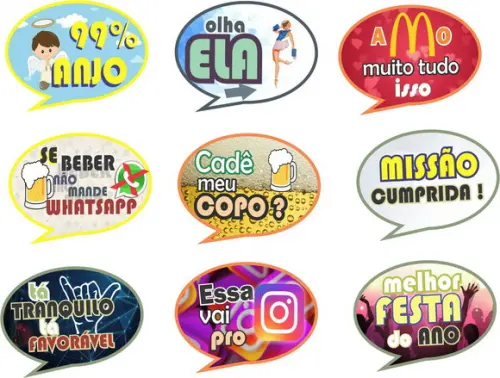 KIT 50 Plaquinhas Divertidas Festas Aniversários Casamentos