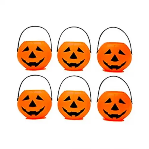 Kit 6 Aboboras Balde Halloween Decoração Dia Das Bruxas 7cm