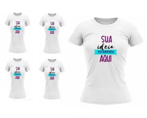 Kit 6 Camisetas Feminina Baby Look Personalizada Estampas