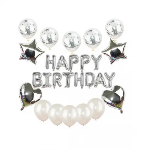Kit Balões Confete Bexigas Festas Decoração Prata