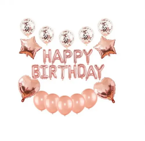 Kit Balões Confete Bexigas Festas Decoração Rose Gold