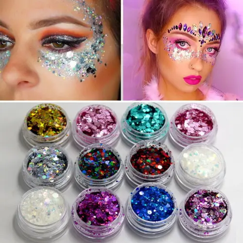 Kit C/12 Potes Glitter/purpurina Corpo 3g Cada Carnaval Make